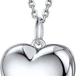 Sterling Silver Heart Locket Necklace Small Dainty Gift for Women